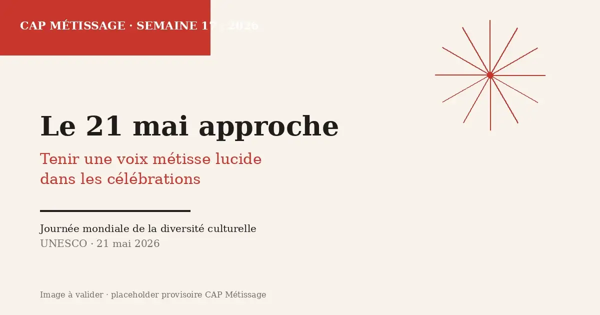 Le 21 mai approche : tenir une voix métisse lucide dans les célébrations