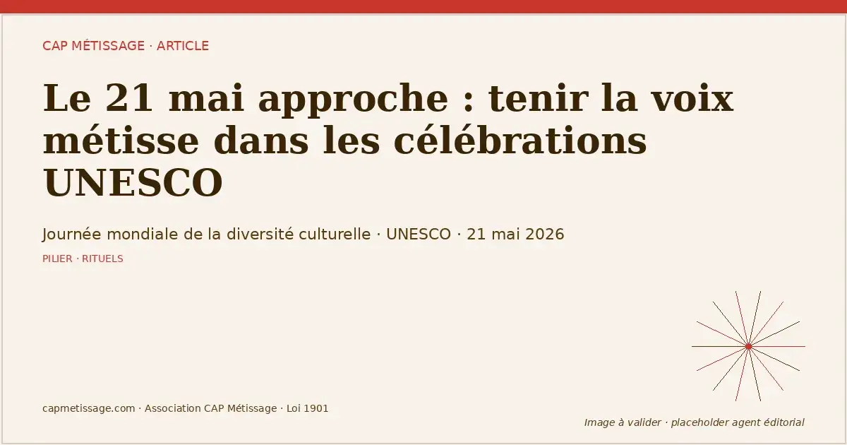 Le 21 mai approche : tenir la voix métisse dans les célébrations UNESCO