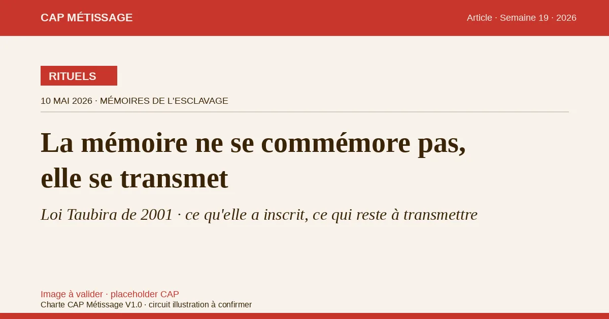 Le 10 mai, la mémoire ne se commémore pas, elle se transmet