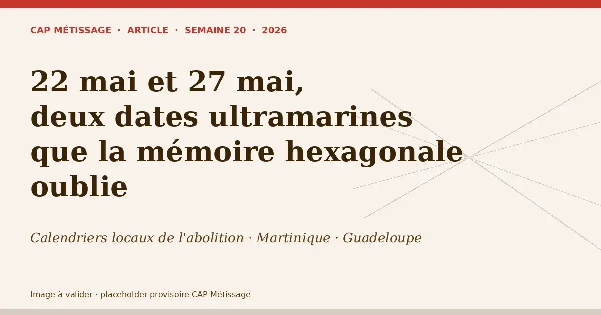Le 22 mai et le 27 mai, deux dates ultramarines que la mémoire hexagonale oublie